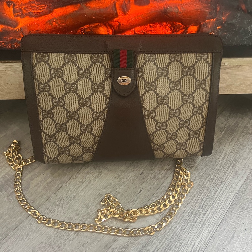 Gucci Brown and Gold Crossbody Bag